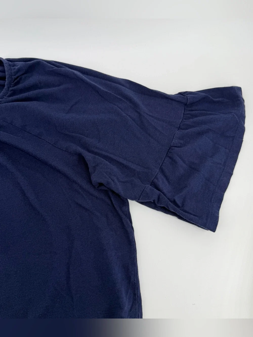 Michael Kors 3X Plus Navy Blue Ruffle Sleeve Peasant Blouse Boho Cottagecore Top